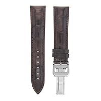 Ewatchparts 20MM LEATHER STRAP WATCH BAND COMPATIBLE WITH IWC PORTUGUESE DEPLOYMENT CLASP DARK BROWN