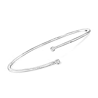RS Pure by Ross-Simons Diamond-Accented Bypass Bangle Bracelet in Sterling Silver. 7 inches