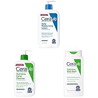 CeraVe Daily Moisturizing Lotion| 19 Ounce & Hydrating Facial Cleanser, 16 Fluid Ounce & Body Wash for Dry Skin | Moisturizing Body Wash| 10 Ounce