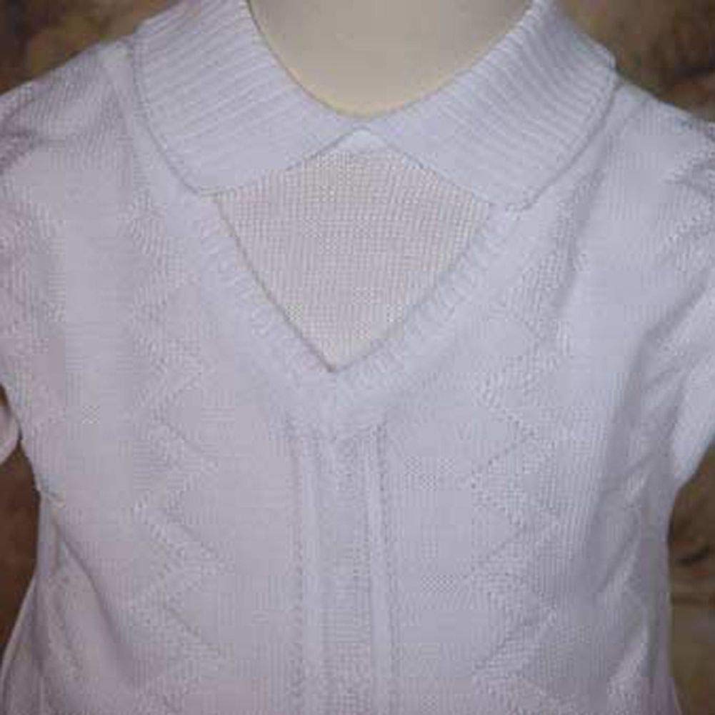 Little Things Mean A Lot Boys 100% Cotton Knit Two Piece White Christening Baptism Outfit