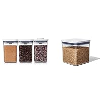 OXO Good Grips 3-PC Small Square Short POP Container Set, White,Grey and OXO Good Grips POP Container - Airtight Food Storage - 2.8 Qt for Rice, Sugar and More