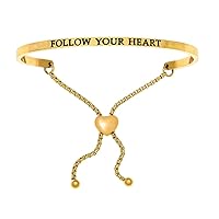 Intuitions Stainless Steel Yellow Finish follow Your Heart Adjustable Friendship Bracelet