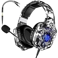 VersionTECH. Gaming Headset - Updated K8 Headset Gaming for PS4 New Xbox One, Stereo Over-Ear Headphones with Noise-canceling Microphone & LED Lights for PC Computer Mac Laptop Nintendo Switch Games