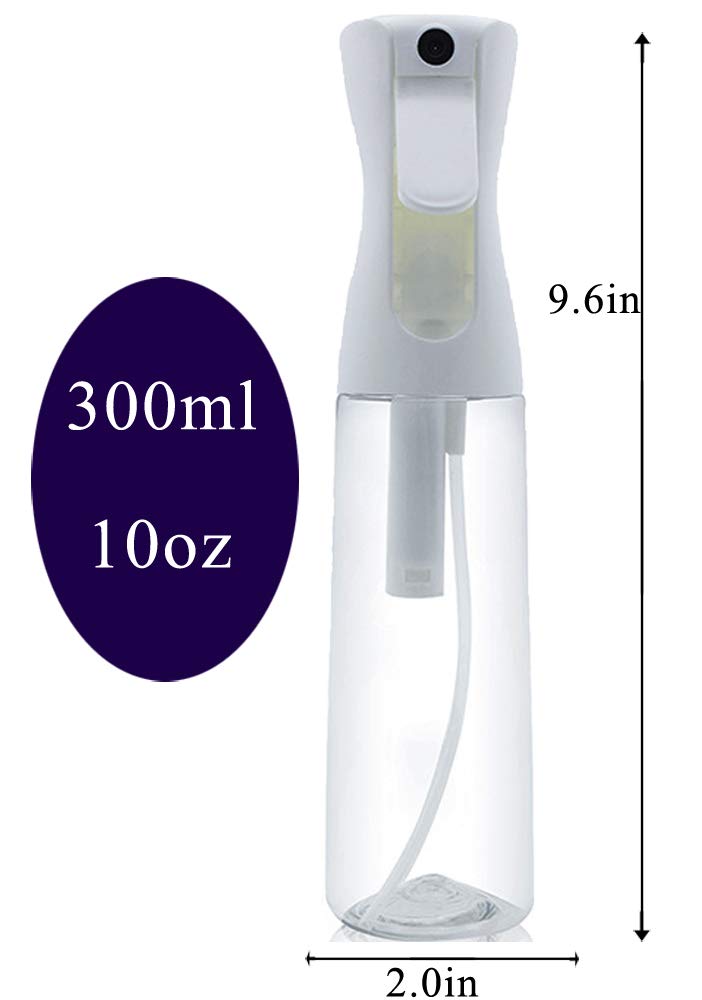 ZeroStage Hair Mister Spray Bottle Continuous Pressurized 360 Fine Mist Water Sprayers Clear 300ml 10oz