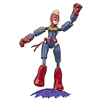 Avengers Marvel Bend and Flex Action Figure Toy, 6-Inch Flexible Captain Marvel Figure, Includes Blast Accessory, for Kids Ages 4 and Up