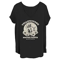 Yellowstone Women's Size Dutton Ranch Junior's Plus V-Neck Tee Shirt