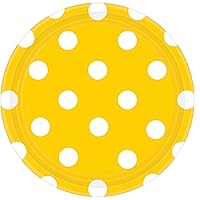 Amscan Dots Round Plates Party Supplies, 8 pieces, Yellow unshine