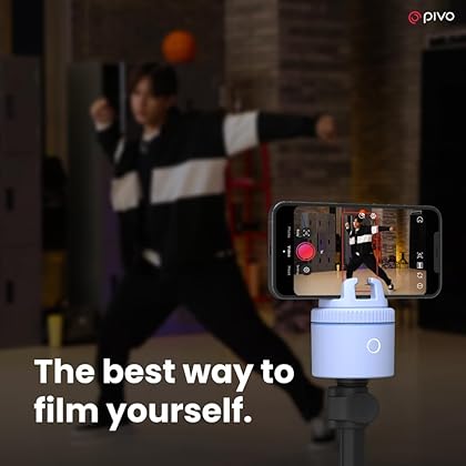 Pivo Pod Lite Fitness Tracking Phone Holder, Auto 360° Rotation, Selfie, Handsfree Video Recording - Blue