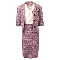 Womens Sleeveless Two Piece Tweed Dress with Three Quarter Sleeve Button Up Jacket