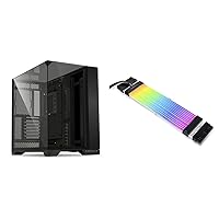 Lian Li O11 Vision Black Aluminum/Steel/Tempered Glass ATX Mid Tower Computer Case Black - O11VX.US & Strimer Plus V2 24 Pin (PW24-PV2) -Addressable RGB Power Extension Cable