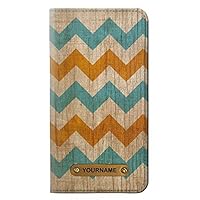 jjphonecase RW3033 Vintage Woods Chevron Graphic Printed PU Leather Flip Case Cover for iPhone 11 Pro with Personalized Your Name on Leather Tag