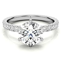 Nitya Jewels 2.50 CT Round Moissanite Engagement Ring Colorless Wedding Ring Bridal Solitaire Halo Bazel Style Solid Sterling Silver 10K 14K 18K Solid Gold Promise Ring Gift for Her
