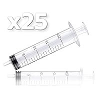 BSTEAN 20ml Syringe without Needle, Individually Wrapped for Industrial, Scientific, Measuring, Watering, Pet Feeding, Liquid Refilling and Dispensing (Pack of 5)