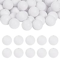 100PCS 15mm Silicone Beads Focal Beads Rubber Round Loose Beads Bulk for DIY Beaded Keychain Beadable Pens Jewelry Necklace Bracelet Making Supplies (White)