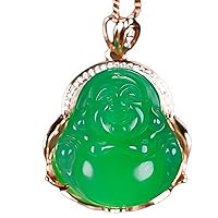 Green Cut Jade Buddha Pendant Necklace 14k Gold Plated, jade, Jade