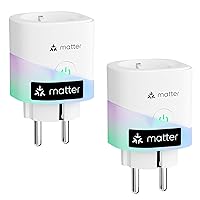 Meross Matte Smart Sockets with Power Consumption, WiFi Sockets with Electricity Meter for Balcony Power Plant, Works Apple HomeKit, Alexa and Google, 16A, Pack of 2