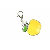 Apple Apples Fruit Charm Pendant Zipper Bracelet Wristlet Flat Yellow