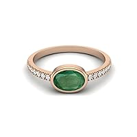 7X5 MM Oval Cut Natural Green Zambian Emerald Gemstone 925 Sterling Silver May Birthstone Solitaire Proposal Ring For Girlfriend Gift