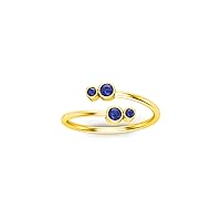 0.50 Ctw Round Cut Lab Created Blue Sapphire Bypass Engagement Wedding Ring 14K Yellow Gold Plated