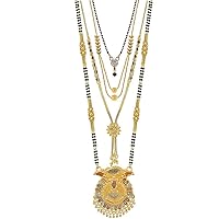 Presents Traditional One Gram Gold Plated Combo of 4 Necklace Pendant 30 Inch Long and 18 Inch Short Mangalsutra/Tanmaniya/Nallapusalu with for Women and #Aport-2056