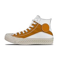 Orange Custom high top lace up Non Slip Shock Absorbing Sneakers Sneakers with Fashionable Patterns
