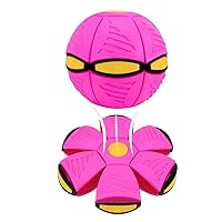 Pet Toy Flying Saucer Ball Creative Magic Ball Toy with Lights, Flying Saucer Toy Stomp Magic Ball, Magic Flying Saucer Ball, Children's Outdoor Stress Relief Ball pet Toys (Pink)