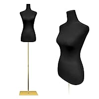 Female Dress Form Mannequin Torso,Height Adjustable Mannequin Stand,Realistic Model Display Body Stand with Metal Bracket and Rectangular Base Clothing Forms,Black