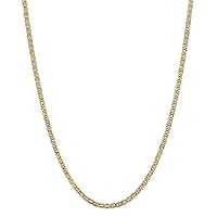 14k Gold 3.2mm Semi solid Nautical Ship Mariner Anchor Chain Necklace Jewelry for Women - Length Options: 16 18 20 22 24 26
