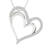 0.3 ct Brilliant Round Cut Genuine Clear Simulated Diamond Solid 18k White Gold Pendant Necklace with 16