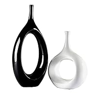 Creative Oval Vase Decoration - Living Room Ceramic Decoration Vase Home Decoration Wine Cabinet Abstract Black and White Vase Set