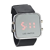 GALPADA Mirror LED Watch Red LED Digital Watch Silicone Band LED Watch Unisex LED Watch LED Mirror Watch