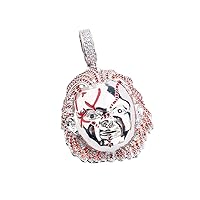 Iced Out Scary Horrifying Ghost Pendant Necklace Gold Silver Color Bling AAA+ Cubic Zircon Brass Hip Hop Jewelry with Stainless Steel Chain