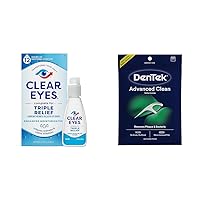 Clear Eyes Triple Relief Eye Drops, 0.5 Fl Oz & DenTek Triple Clean Advanced Clean Floss Picks, 150 Count