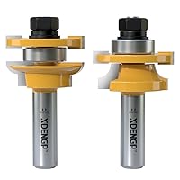 2PCS Round Over Style Rail and Stile Router Bits Set 1/2 Inch Shank, 3/8 Inch Cutting Depth, Up to 1 Inch Stock, Kitchen Cabinet Door Frame Shaper Cutters Raise Panel Making Router Bit Set