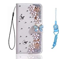 for ZTE Blade A71 Phone Case, Bling Leather Wallet Flip Protective Phone case & Neck Strap [Kickstand] [Card Slots] [Magnetic Closure] for ZTE Blade 11 Prime Phone case (Flowers -B)