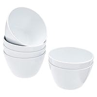 Amazon Basics Round Melamine Bowl, 8 oz, White, 6 Piece Set (Previously AmazonCommercial brand)