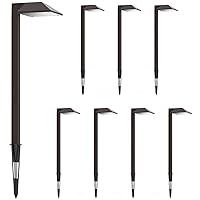 GOODSMANN Low Voltage Landscape Path Lights 8PK Kit 0.6W LED Sidewalk Landscape Lighting 22 Lumen Outdoor Electric Walkway & Pathway Lights Wired Bronze Finish 3100K Warm White with Cable Connectors