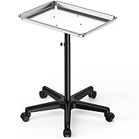 Budget Salon Tray on Wheels, Adjustable Height Premium Aluminum Tattoo Rolling Tray, Beauty Instrument Salon Rolling Tray Table with Wheels, Salon Cart for Hair Stylist Medical Dental Tray