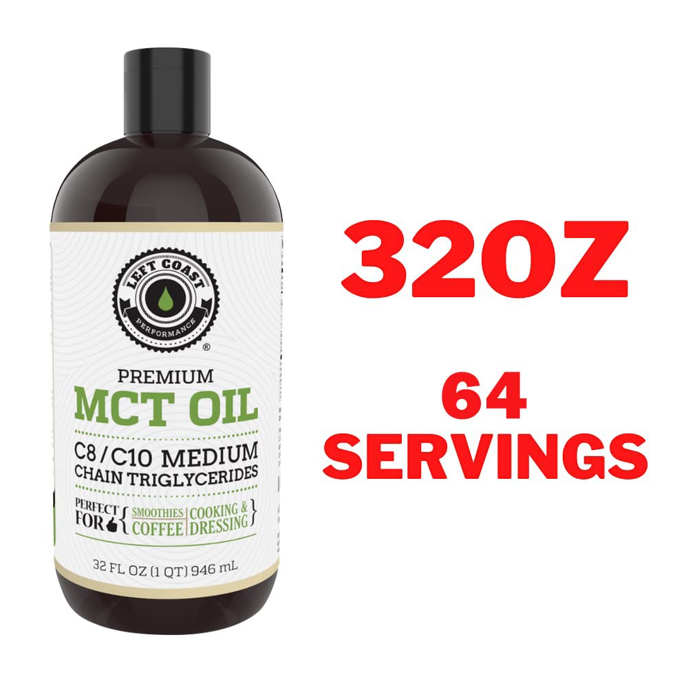 Left Coast Performance MCT Oil Keto derived only from Coconuts (32oz). C8 and C10. Keto Diet | Paleo Friendly. Each Batch is Independently Tested (32oz)