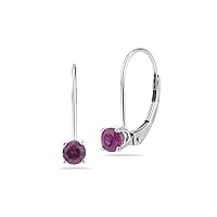 0.60 Cts of 4 mm Round AA Ruby Stud Earrings in 14K White Gold