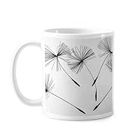 Black Grey White Dandelion Mug Pottery Ceramic Coffee Porcelain Cup Tableware