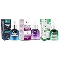 Retinol Serum, Collagen Serum and Brightening Serum - Anti-aging Trio Bundle (1 of each Serum) - Combo Pack - Made in USA Skincare