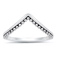 High Point Chevron Bali Bead Stacking Ring .925 Sterling Silver Band Sizes 3-12