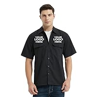 TopTie Personalized Work Shirt Uniform Heat Transfer Embroidered Workwear Add Your Logo Black
