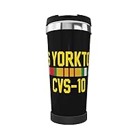 Uss Yorktown Cvs-10 With Vietnam Service Ribbons Portable Insulated Tumblers Coffee Thermos Cup Stainless Steel With Lid Double Wall Insulation Travel Mug For Outdoor