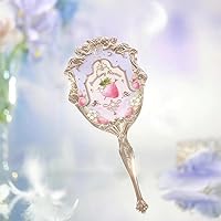 Flower Knows Violet Strawberry Rococo Series Hand Mirror Makeup Mirrors Portable Mirror with Handle (D)