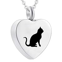 misyou Cremation Ashes Jewelry Cat Charm Pendant Pet Memorial Keepsake Pendant Urn Necklace