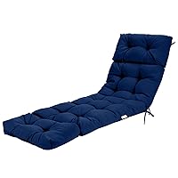 Chair, 72” x 22” x Chaise Lounge w/4 String Ties, Thickened, Tufted Patio Recliner for Outdoor Indoor Cushions, Navy
