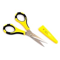 EK Tools Cutter Bee Precision Scissors, Small, Yellow and Black, Package Includes 1 Ergonomic Scissor and 1 Protective Safety Cover, For Cutting, Crafting, Paper, Herbs, and More