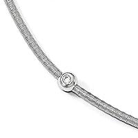 925 Sterling Silver Magnetic Clasp Polished CZ Cubic Zirconia Simulated Diamond Necklace 16 Inch Jewelry for Women